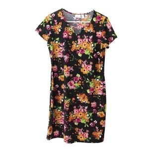 Kim Rogers Petite PM Dress - Black / Orange / Red / Green Floral